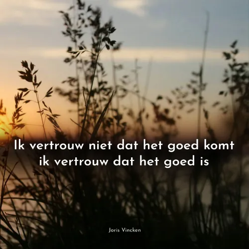 Ik vertrouw niet dat het goed komt, ik vertrouw dat het goed is.